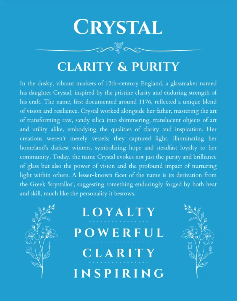 Crystal custom name meaning print in blue