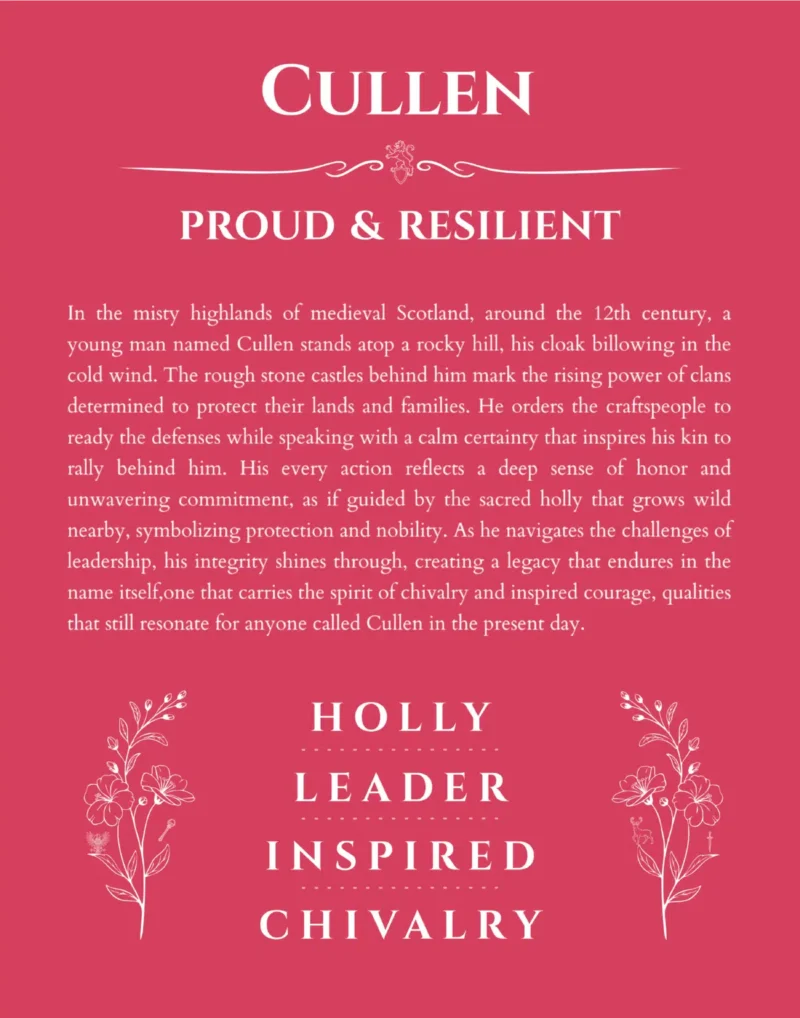 Cullen name meaning gift print in red