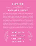 Cyaire name origin print with meaning and traits in pink
