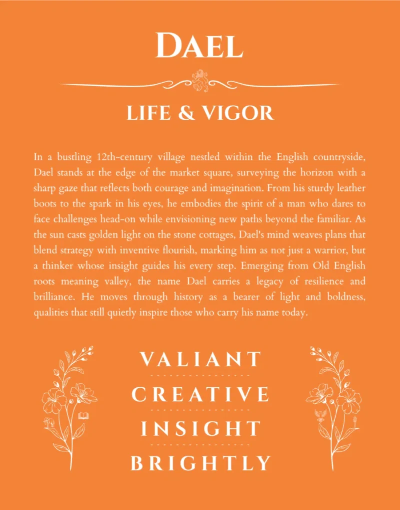 Dael custom name meaning print in orange