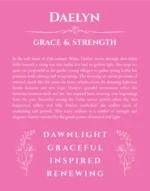 Daelyn personalized name print with origin and traits in pink