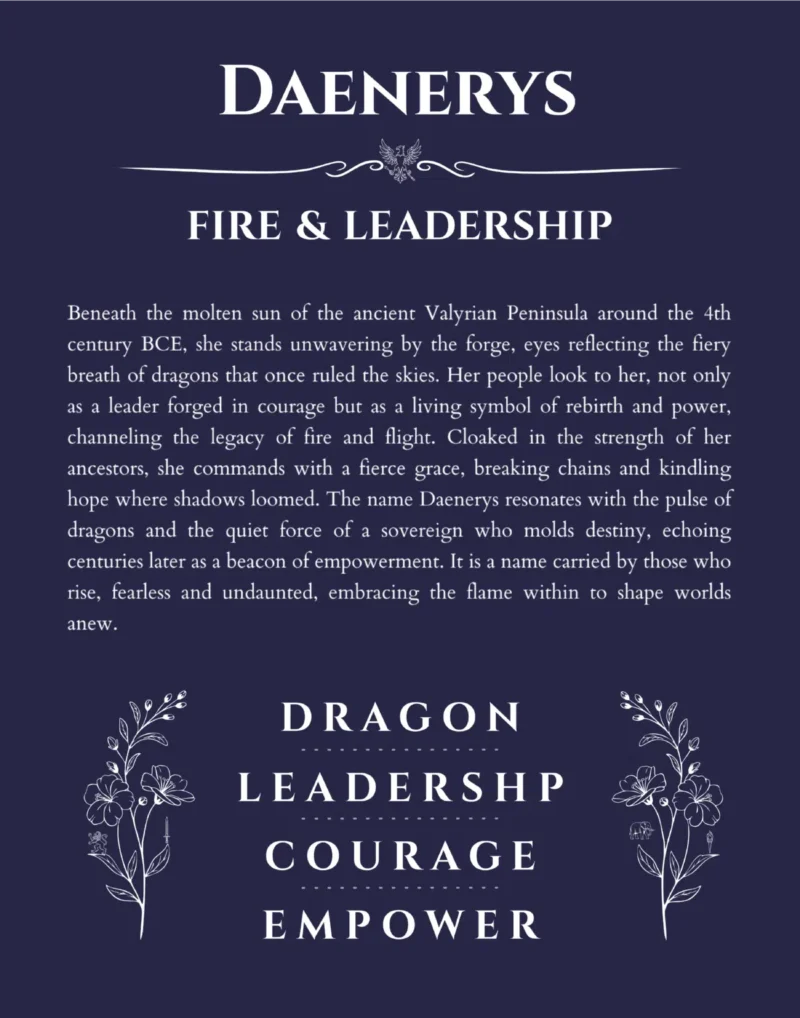 Daenerys name meaning gift print in navy blue