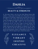 Dahlia personalized wall art with the story of your name in deep blue