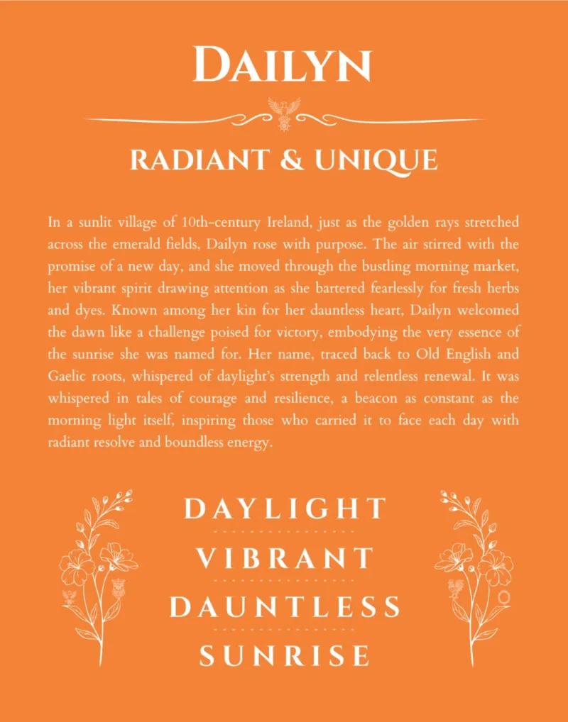 Dailyn custom name meaning print in orange