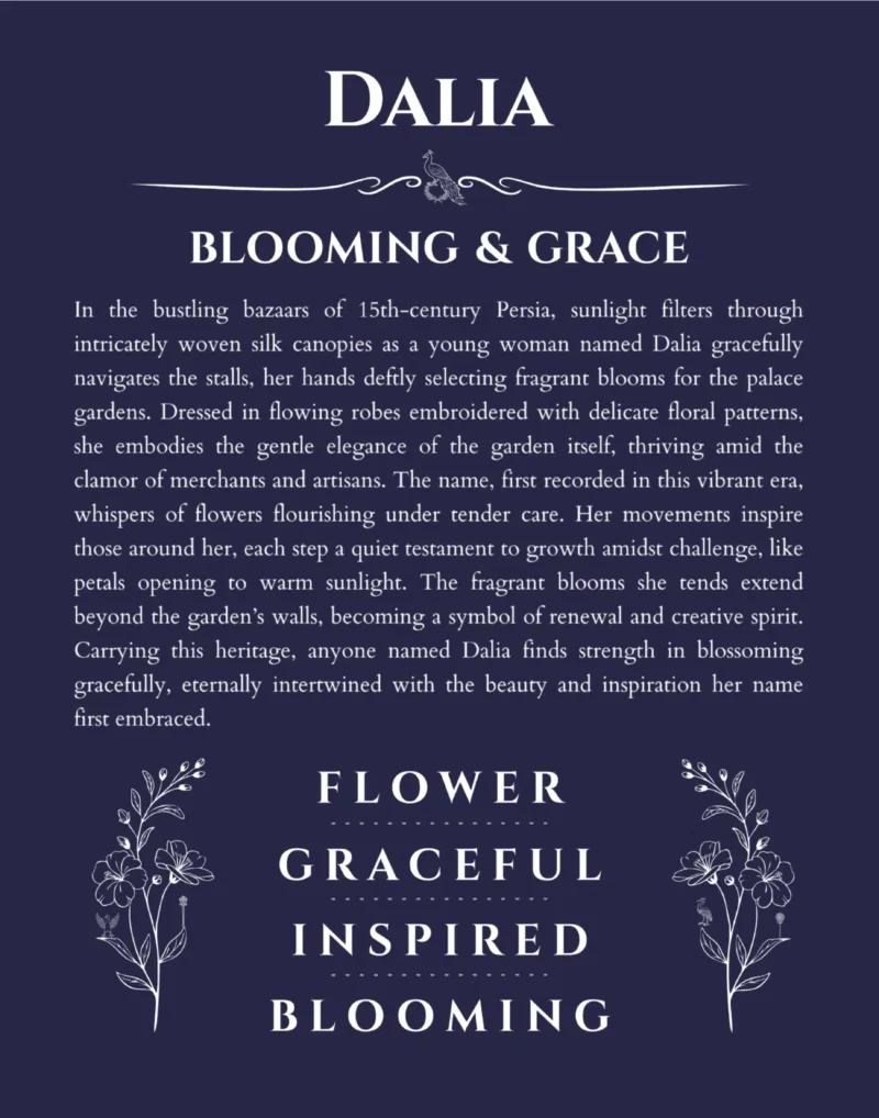 Dalia custom name print for wall display in navy blue