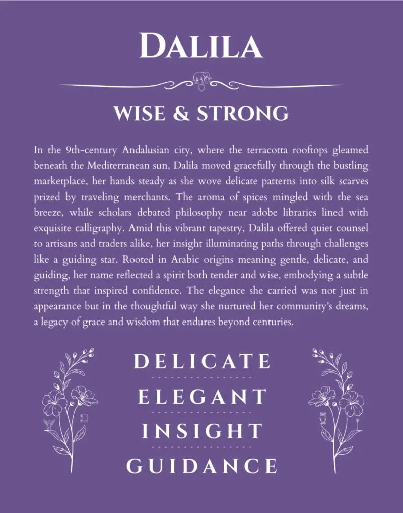 Dalila custom name meaning print in purple