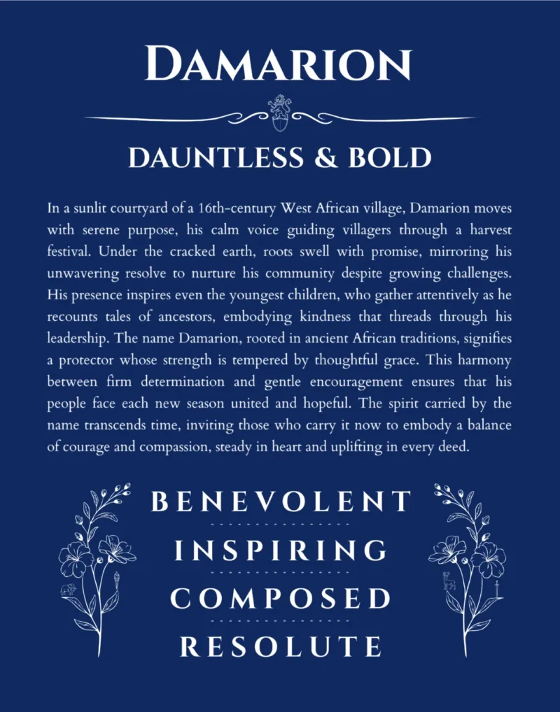 Damarion custom name print for wall display in deep blue