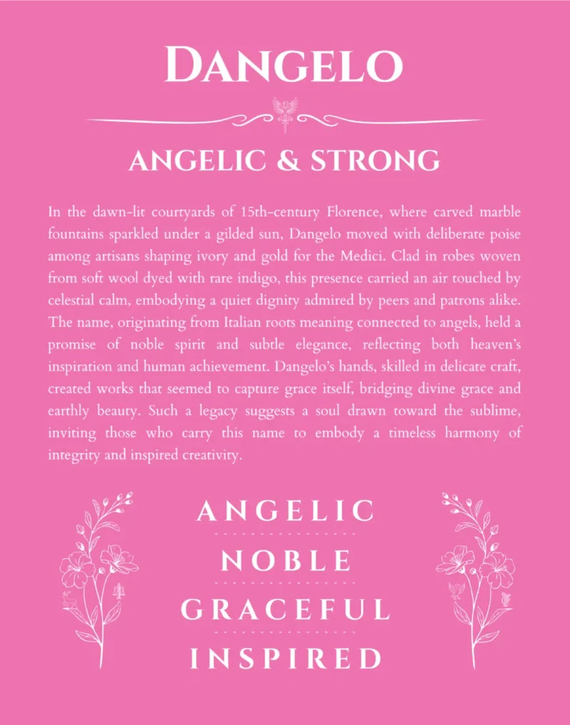 Dangelo personalized name meaning print in pink