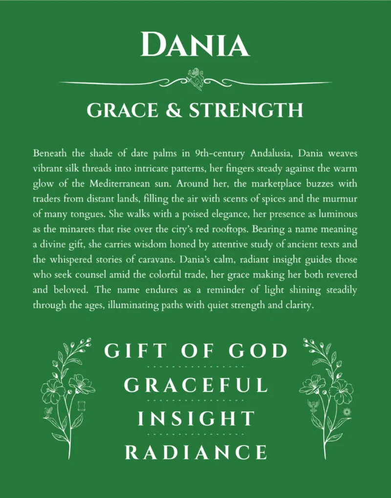 Dania custom name meaning print in dark green