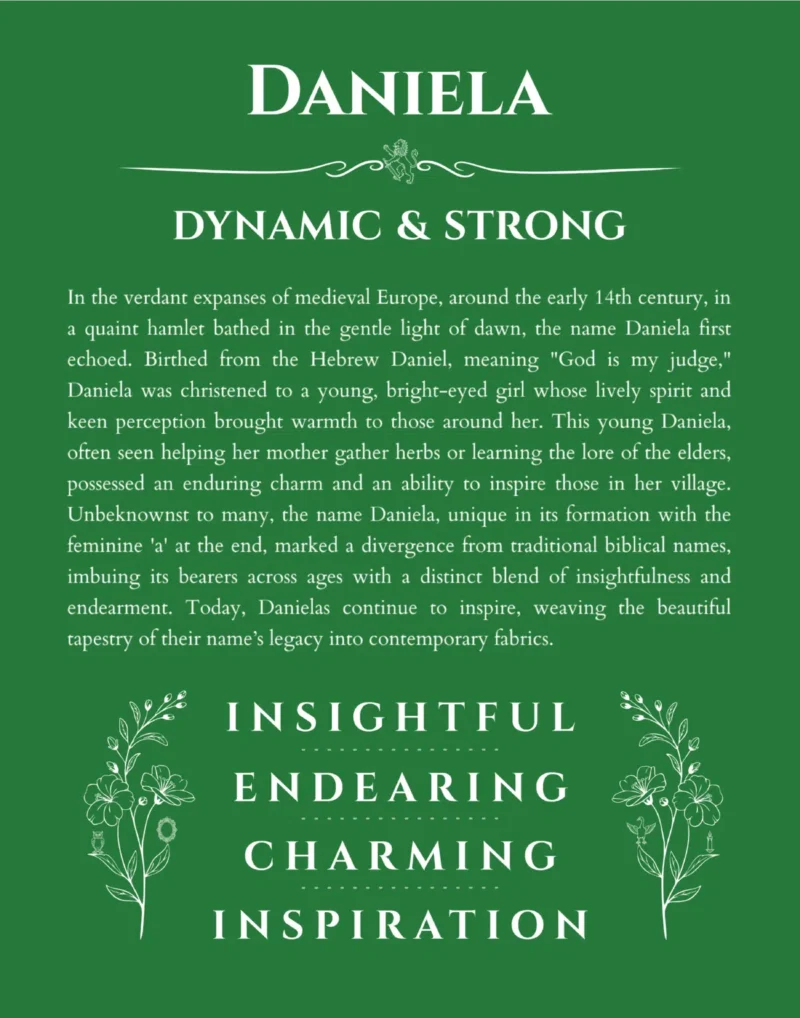 Daniela custom name print for wall display in dark green
