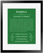 Daniela custom name print for wall display in dark green with black matte frame