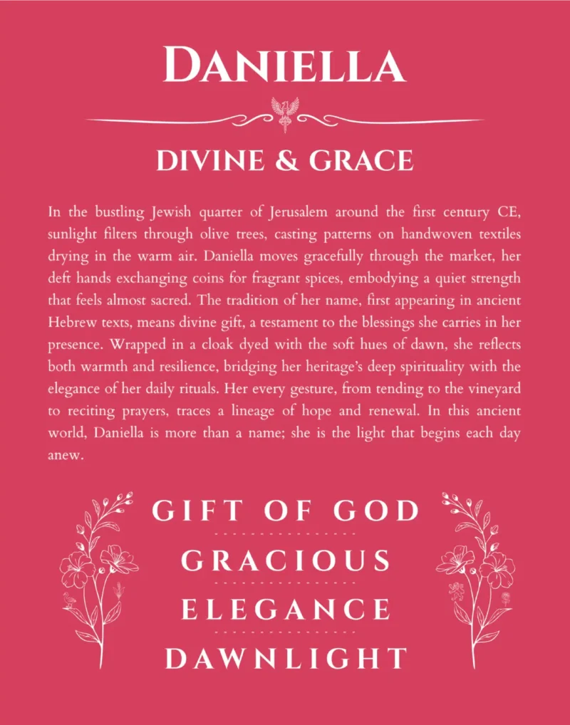 Daniella name meaning gift print in red
