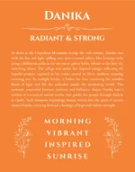 Danika personalized name meaning print in orange