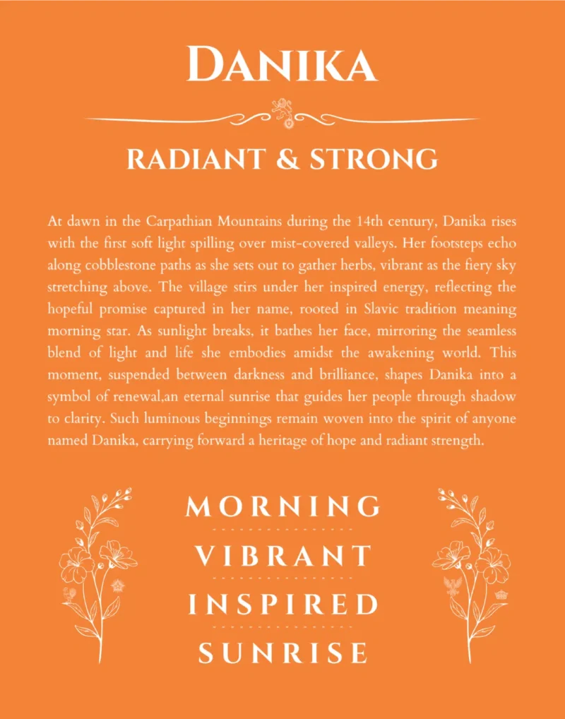 Danika personalized name meaning print in orange