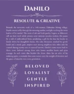 Danilo name meaning gift print in purple