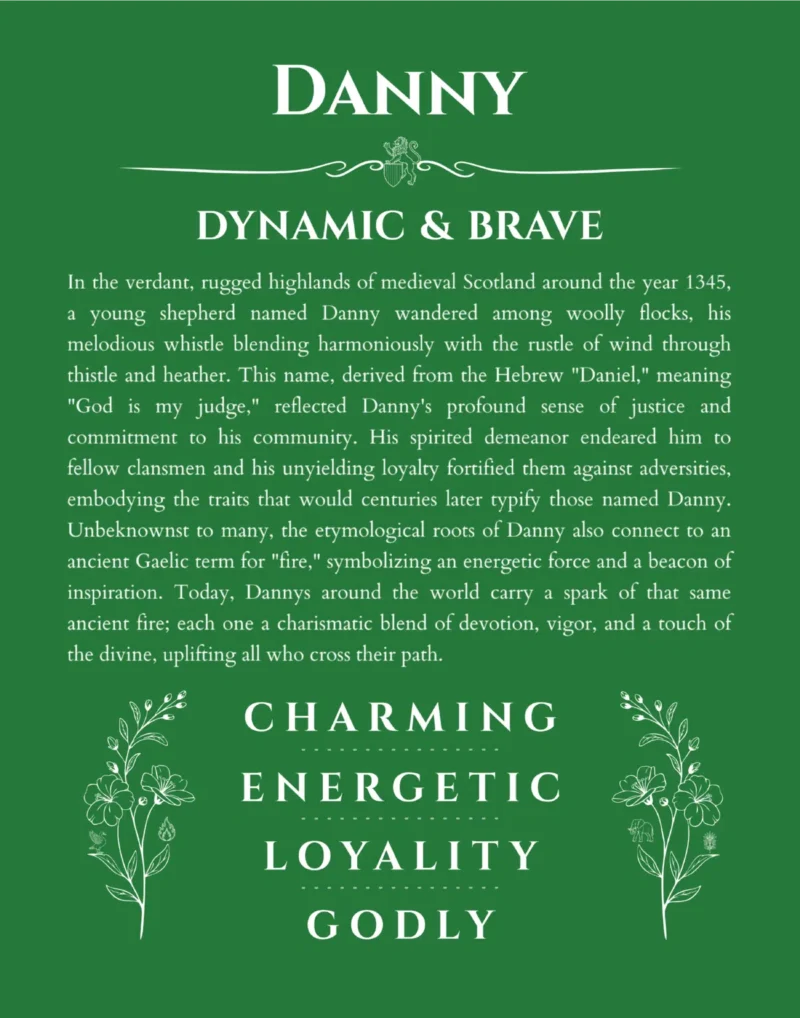 Danny custom name meaning print in dark green