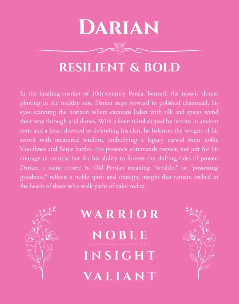 Darian personalized wall art with the story of your name in pink