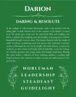 Darion personalized name art with origin story in dark green