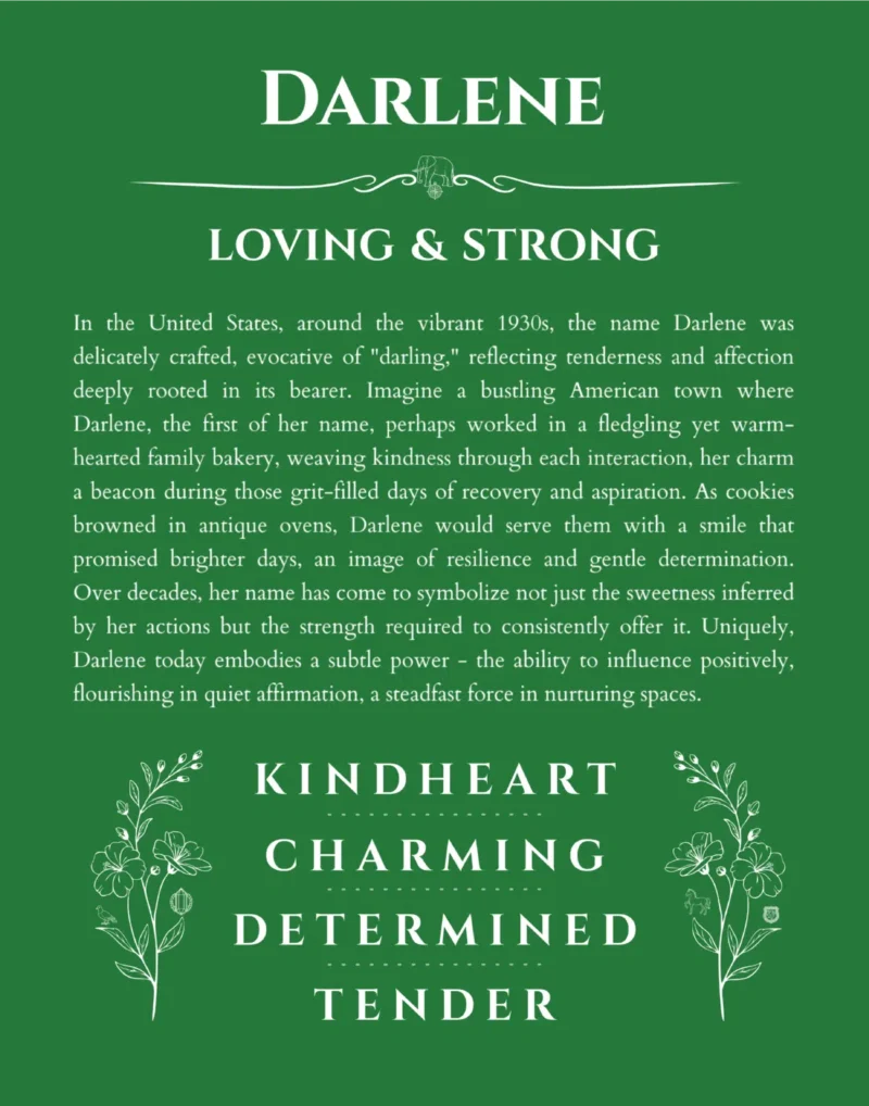 Darlene name meaning gift print in dark green