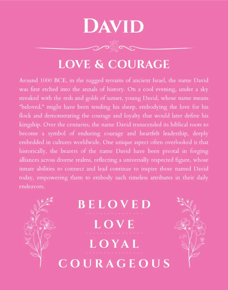David personalized name meaning print in pink
