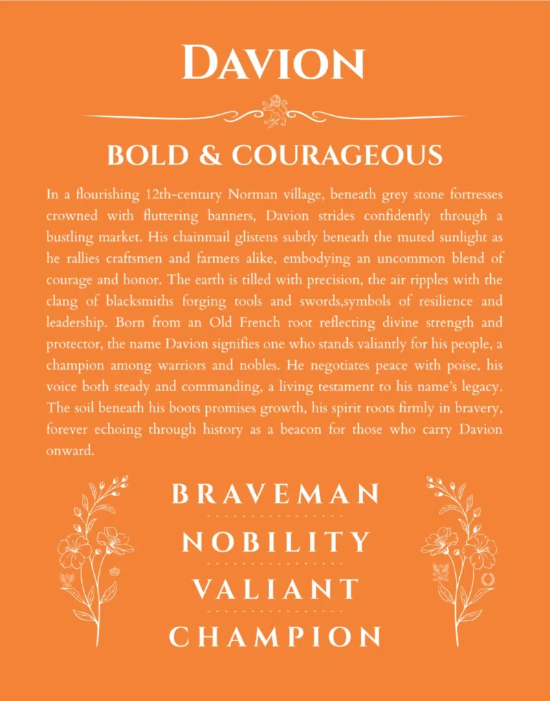 Davion name meaning gift print in orange