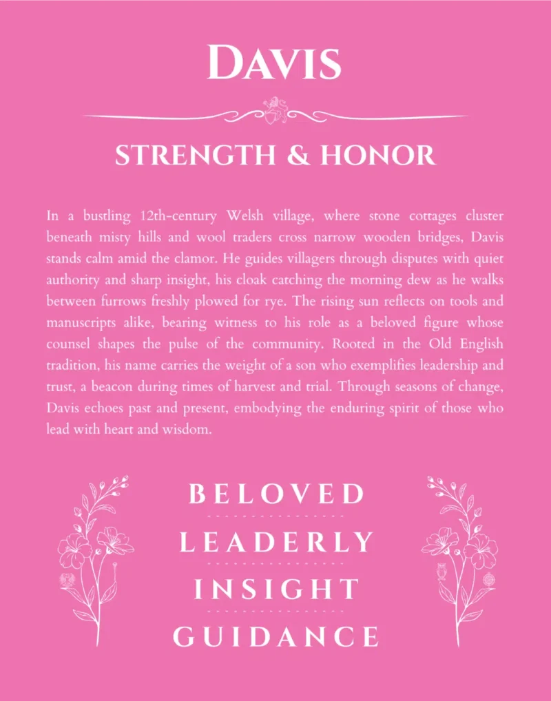 Davis custom name meaning print in pink