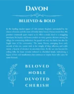 Davon personalized wall art with the story of your name in blue