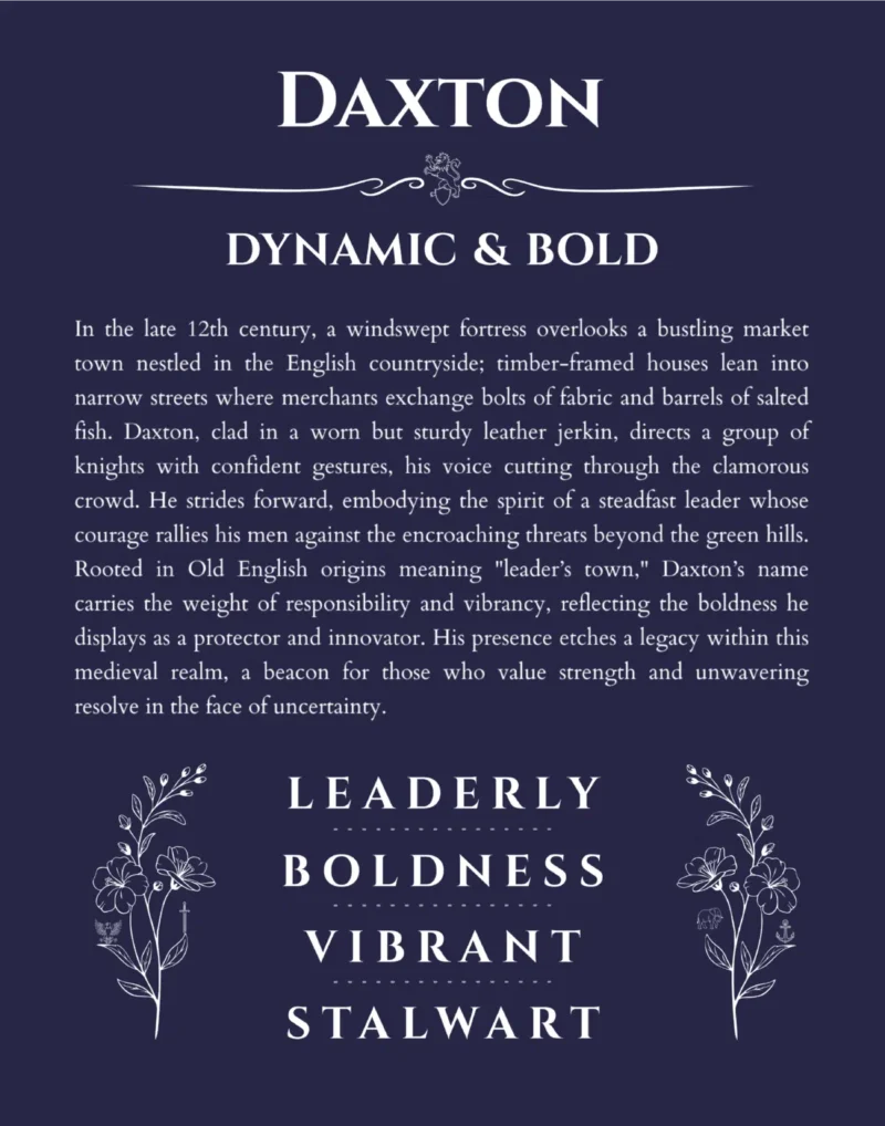 Daxton name meaning gift print in navy blue