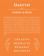 Daxtyn personalized name art with origin story in orange