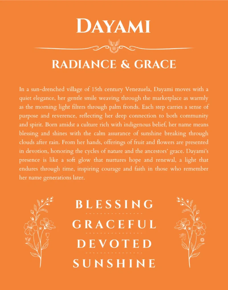 Dayami custom name meaning print in orange