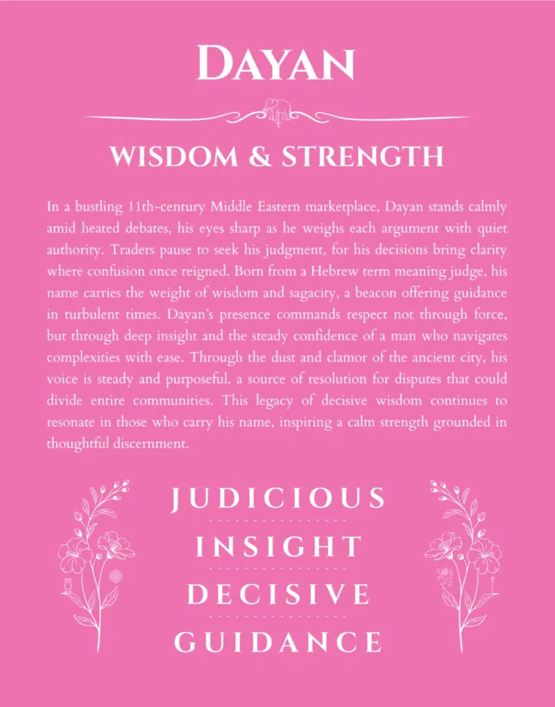 Dayan personalized name meaning print in pink