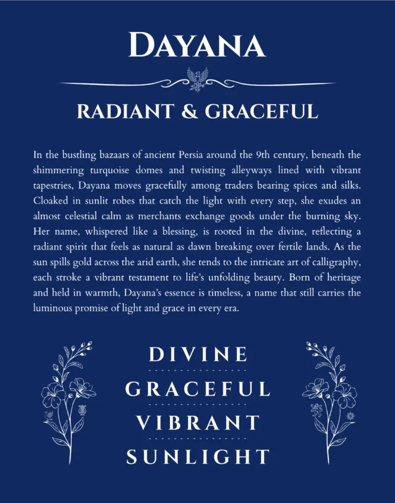 Dayana personalized name meaning print in deep blue