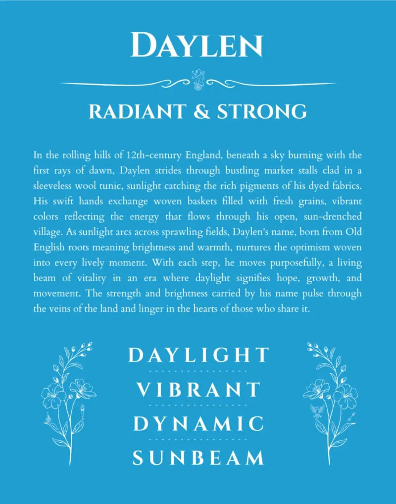 Daylen name meaning wall art by Get Your Story in blue
