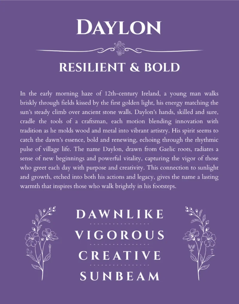Daylon custom name meaning print in purple