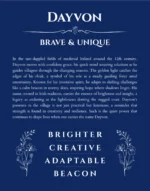 Dayvon custom name print for wall display in deep blue