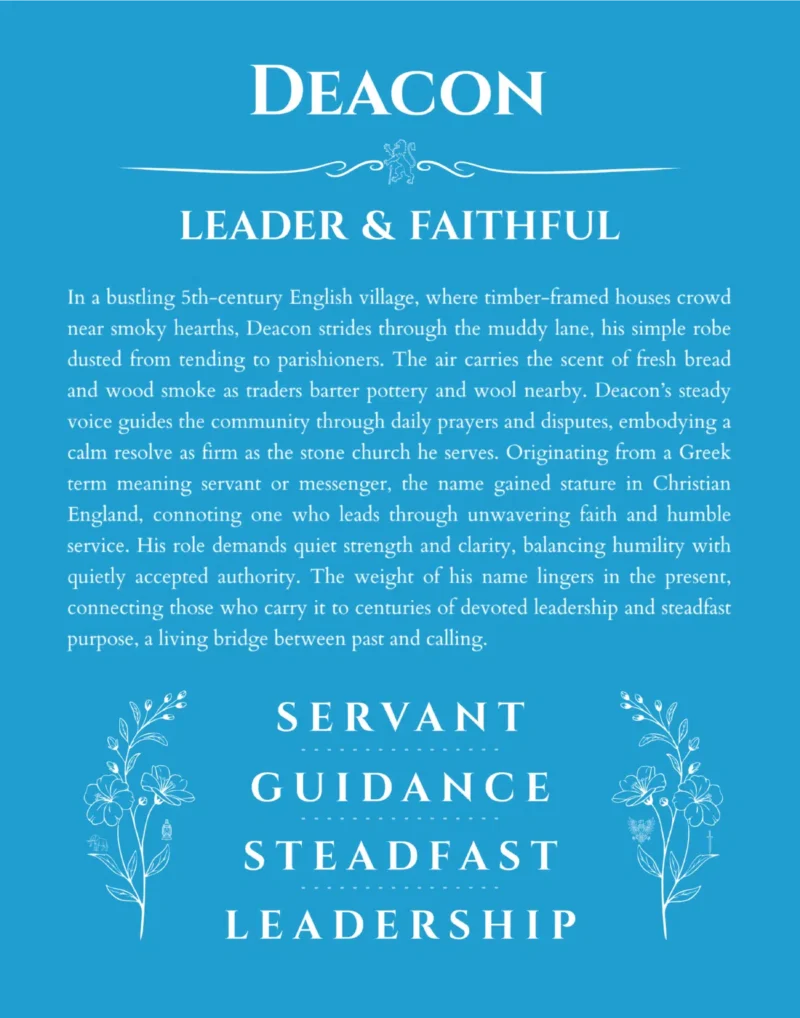 Deacon custom name meaning print in blue