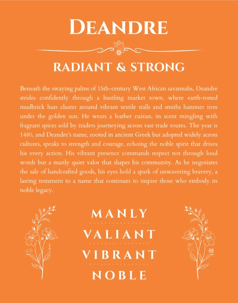 Deandre personalized name meaning print in orange