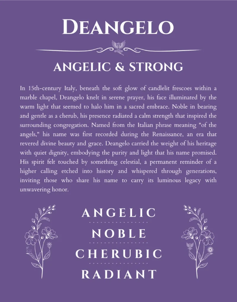 Deangelo name meaning gift print in purple