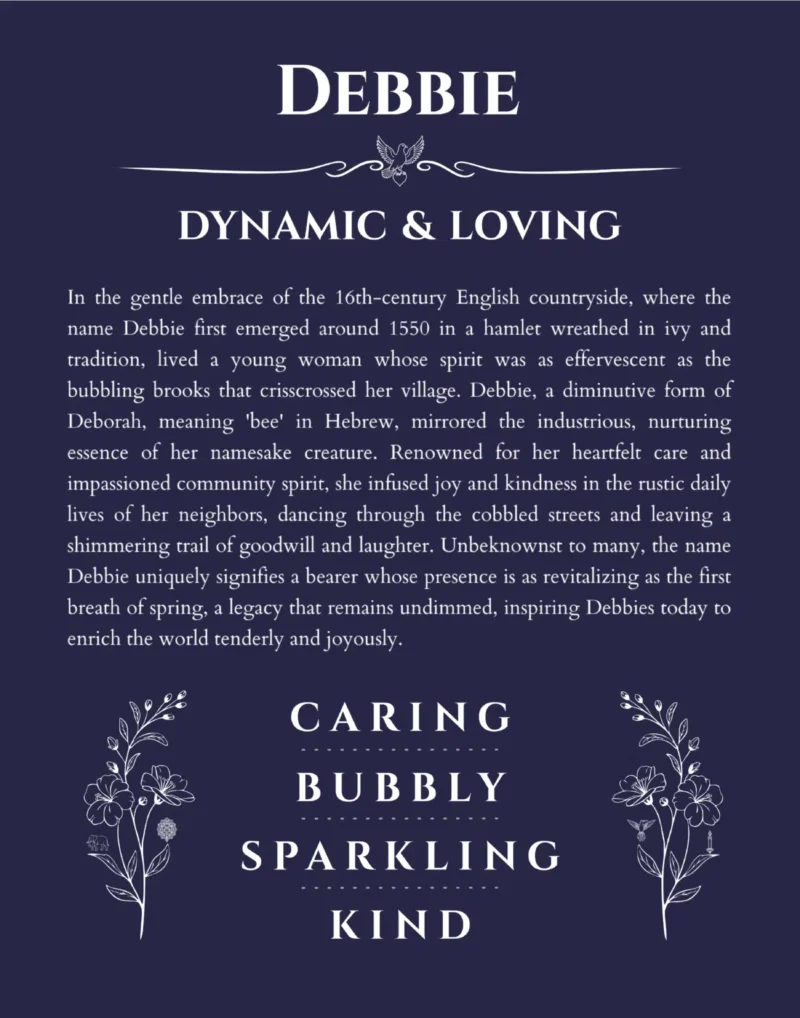 Debbie name meaning wall art by Get Your Story in navy blue