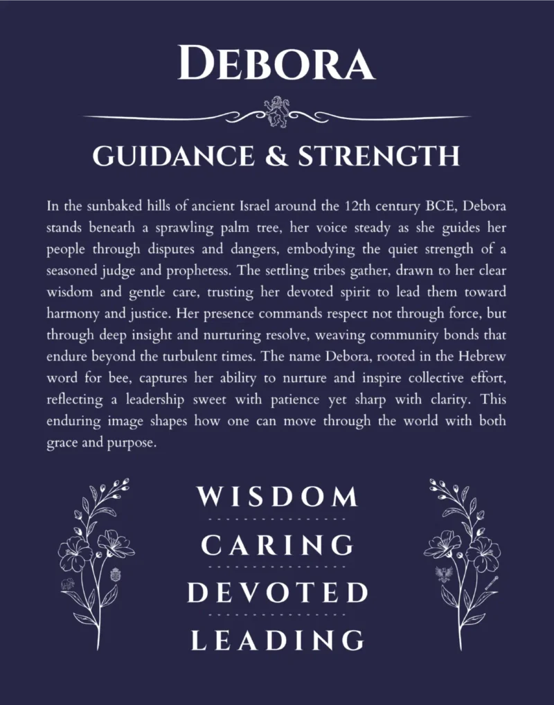Debora custom name art showing meaning and origin in navy blue
