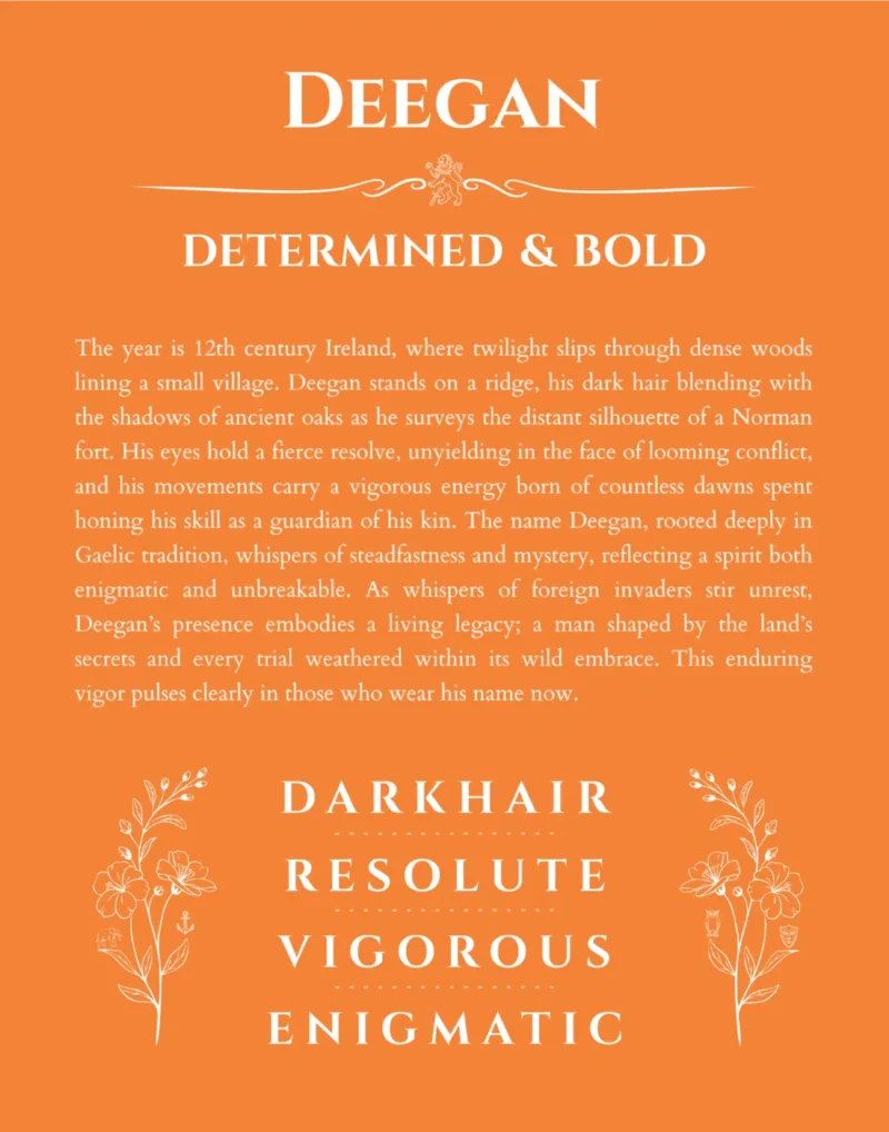 Deegan custom name meaning print in orange
