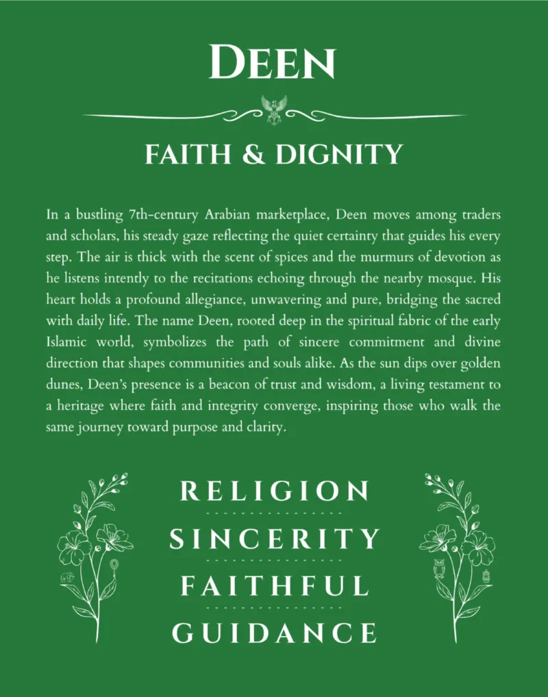 Deen custom name meaning print in dark green