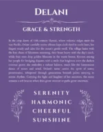 Delani custom name art showing meaning and origin in purple