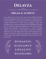 Delayza name origin print with meaning and traits in purple