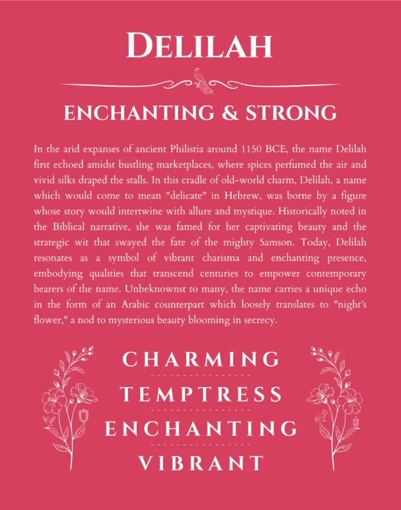 Delilah custom name meaning print in red