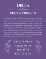 Della custom name art showing meaning and origin in purple