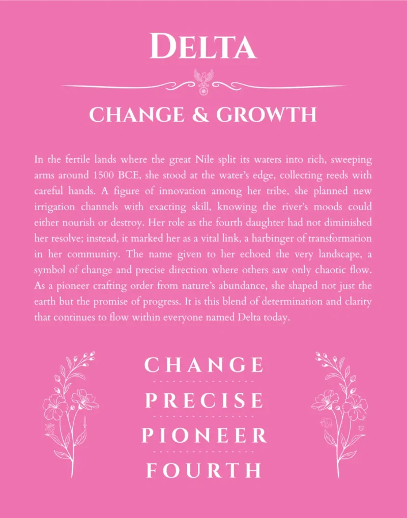 Delta name meaning wall art by Get Your Story in pink