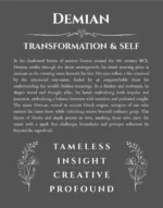 Demian personalized name print with origin and traits in gray