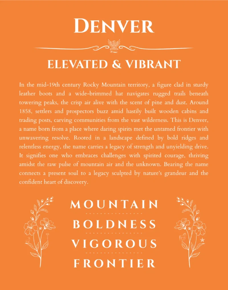 Denver custom name print for wall display in orange