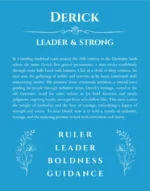 Derick name origin print with meaning and traits in blue